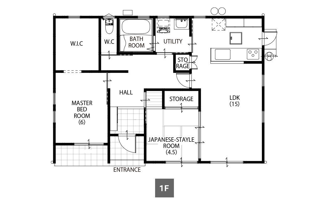 間取り図：22.05坪 平屋2LDK