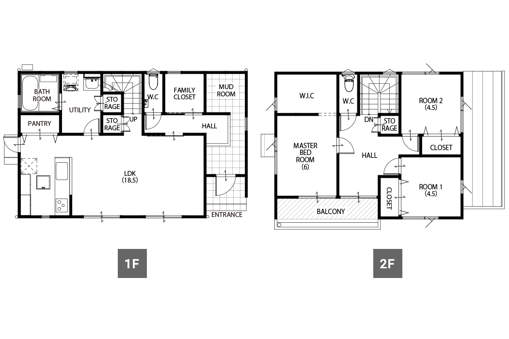 間取り図：34.57坪 2階建て3LDK