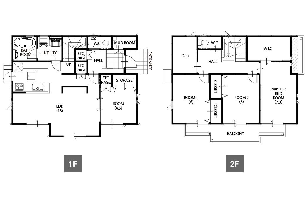 間取り図：36.07坪 2階建て4LDK