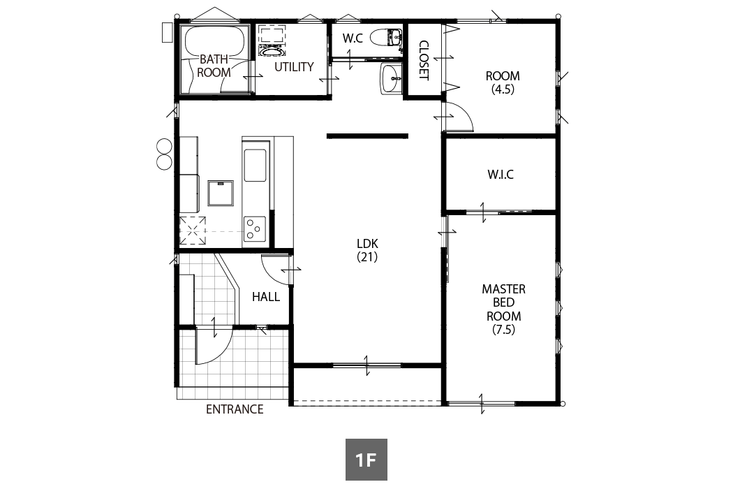 間取り図：23.05坪 平屋2LDK