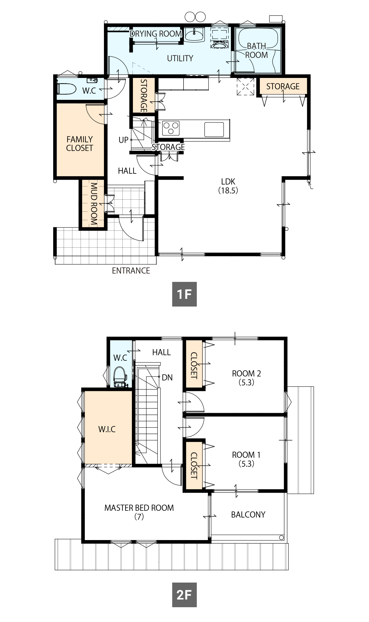 間取り図（SP）：34.07坪 2階建て3LDK